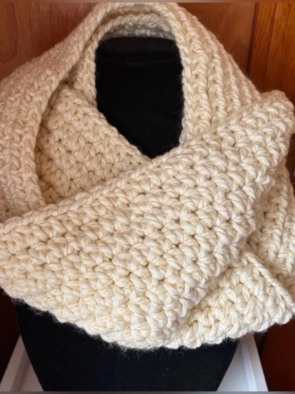 Handmade Cream Chunky Crochet Infinity Scarf